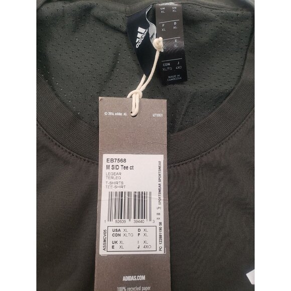 Adidas Sport ID Short Sleeve Athletic Top T-Shirt Olive Green Size XL - Picture 3 of 3
